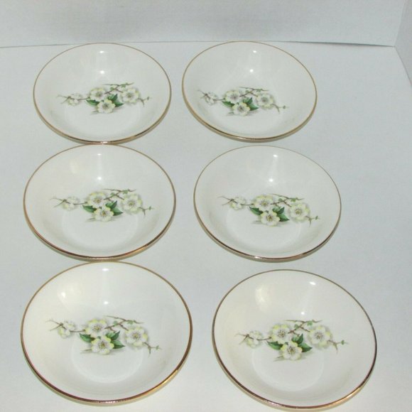 Georgian China Spring Blossom 6 Small Dessert Bowls Cottagecore - Picture 1 of 7